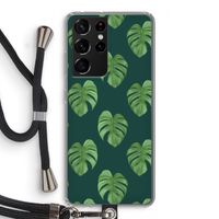 Monstera leaves: Samsung Galaxy S21 Ultra Transparant Hoesje met koord