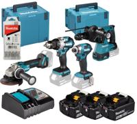 Makita DLX4196JX1 Combiset | DDF489 + DTD173 + DHR243 + DGA504 | Incl. accu&apos;s en lader in M-box - DLX4196JX1