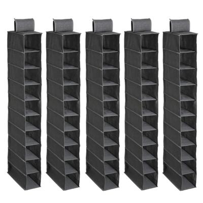 Kast organizer hangend - 10 vakken - 30 x 15 x 120 cm - grijs - kleding opbergen