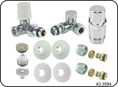 Wiesbaden luxe therm.rad.aansluitset haaks verkeerd rechts chroom