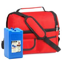 Koeltas rood met schouderriem - 25 x 24 x 15 cm - met 3x stuks koelelementen Koeltas rood met schouderriem - 25 x 24 x 15 cm - met 3x stuks koelelementen