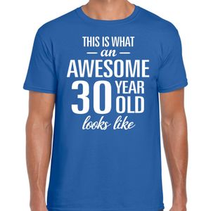 Awesome 30 year / 30 jaar cadeau t-shirt blauw heren