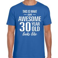 Awesome 30 year / 30 jaar cadeau t-shirt blauw heren - thumbnail