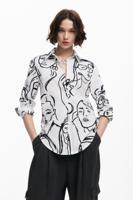 Overhemd met gezichtenprint - WHITE - XL