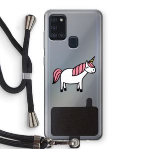 Eenhoorn: Samsung Galaxy A21s Transparant Hoesje met koord