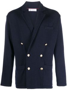 Brunello Cucinelli blazer en cachemire à boutonnière croisée - Bleu