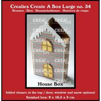 Crealies • create a box groot platte doos huis met deur, raam & sneeuw