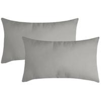 Stof Textile sierkussen Nelson - 2x - lichtgrijs - 30 x 50 cm - bank kussens - polyester