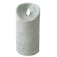 LED kaars/stompkaars - zilver - H15 cm - glitters - kerst kaarsen