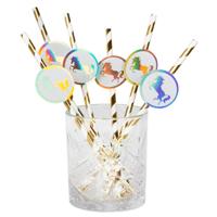 Boland Papieren rietjes unicorn 6-delig