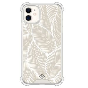 iPhone 11 siliconen shockproof hoesje - Palmy leaves beige
