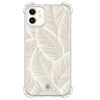 iPhone 11 siliconen shockproof hoesje - Palmy leaves beige