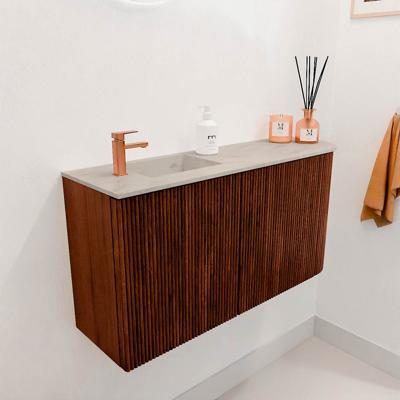 Toiletmeubel Mondiaz Joya Dlux | 81.6 cm | Meubelkleur Ruby | Faye wastafel Opalo Wasbak Links | 1 kraangat