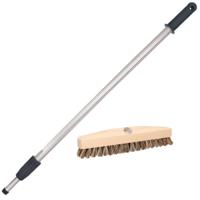 Sorex Houten schrobborstel - schrobber - inclusief aluminium telescoopsteel - zilver - tot 200 cm