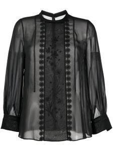 SHIATZY CHEN chemise en soie à dentelle appliquée - Noir