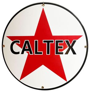 Caltex Logo Rond Emaille Bord 30 cm