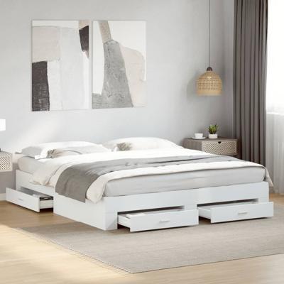 Bedframe met lades bewerkt hout wit 180x200 cm