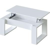 Opklapbare salontafel - Witte melamine - L 105 x D 55 x H 45 cm NOVA