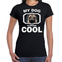 Mopshond honden t-shirt my dog is serious cool zwart voor dames Mopshond honden t-shirt my dog is serious cool zwart voor dames
