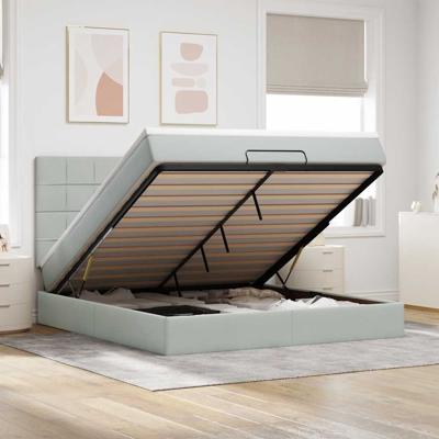 Ottoman bed met matrassen 160x200cm fluweel lichtgrijs