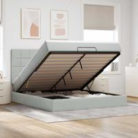 Ottoman bed met matrassen 160x200cm fluweel lichtgrijs