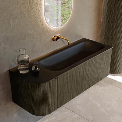 Badmeubel Mondiaz Kurve | 125 cm cm | Meubelkleur Shadow | Wastafelkleur Urban | Solid surface | Wasbak rechter zijde spoelbak | Zonder kraangat(en)