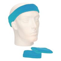 Zweetbandjes sportset turquoise - thumbnail