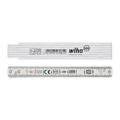 Duimstok longlife Wiha 410 2000 metrisch 10 delen ( wit ) 15mm / 2 meter 27057