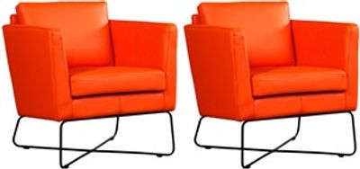 Set van 2 Oranje leren moderne design fauteuils Crossover - Toledo Leer Orange (oranje leer)