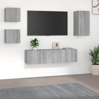 5-delige Tv-meubelset bewerkt hout grijs sonoma eikenkleurig