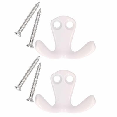 Kapstokhaken / jashaken - 2x - wit - metaal - 2 x 3 cm - Kapstokhaakjes - garderobe haakjes