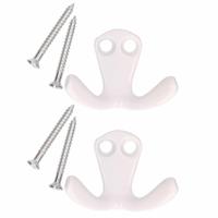Kapstokhaken / jashaken - 2x - wit - metaal - 2 x 3 cm - Kapstokhaakjes - garderobe haakjes