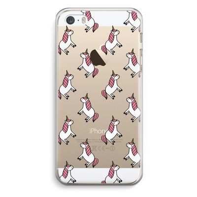 Eenhoorns overal: iPhone 5 / 5S / SE Transparant Hoesje