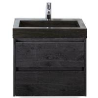 Dante Badmeubelset 60 cm - Black Oak - Wastafel Hardsteen Wit Lucca