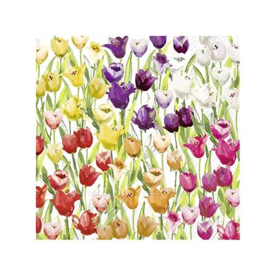 Ihr tafel servetten - 20x stuks - Gekleurde tulpen - 3 laags - 33 x 33 cm - Voorjaar/Lente thema