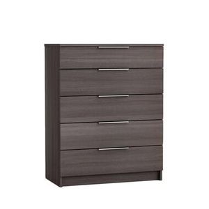 Demeyere kast Space 5 lades - donkerbruin eikenkleur - 102,4x80x41,7 cm - Leen Bakker