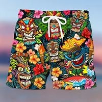 Voor heren Boardshorts Zwemshorts Lange zwembroeken Zomer korte broeken Strandshorts Trekkoord met Mesh-voering Elastische taille Grafische prints Bloem Sneldrogend Korte Casual Dagelijks Feestdagen Lightinthebox - thumbnail