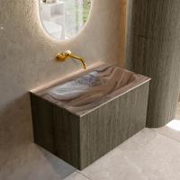 Badmeubel Mondiaz Kurve-Dlux | 70 cm | Meubelkleur Shadow | Wastafelkleur Sombra | Solid surface | Wasbak midden spoelbak | Zonder kraangat(en)