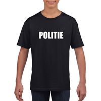 Politie tekst t-shirt zwart kinderen - thumbnail