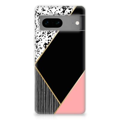 Google Pixel 7 | TPU Hoesje | Zwart Roze Vormen