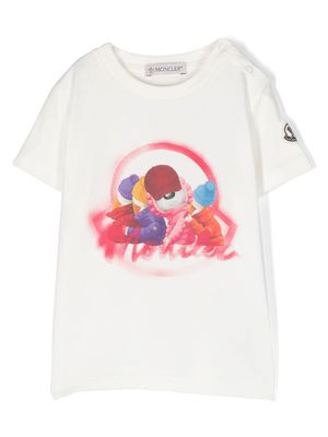 Moncler Enfant t-shirt à imprimé graphique en coton mélangé - Blanc