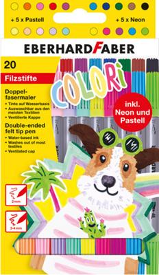 20 Duo viltstiften 2 en 3-4 mm Eberhard Faber assorti