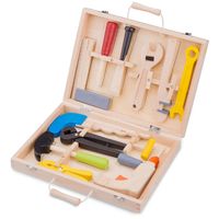New Classic Toys houten gereedschapskist met 12 onderdelen - thumbnail