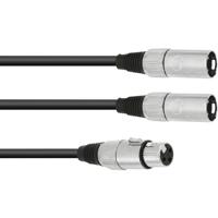 Omnitronic 30225204 XLR Adapterkabel [1x XLR-bus 3-polig - 2x XLR-stekker 3-polig] 1.00 m Zwart