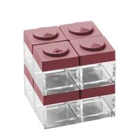 Omada - Brickstore Kruidenpotjes met Strooideksel Set van 8 Stuks - Kunststof - Transparant - thumbnail