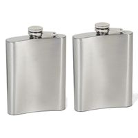 Set van 2x stuks heupfles/drank zakfles 200 ml van Rvs