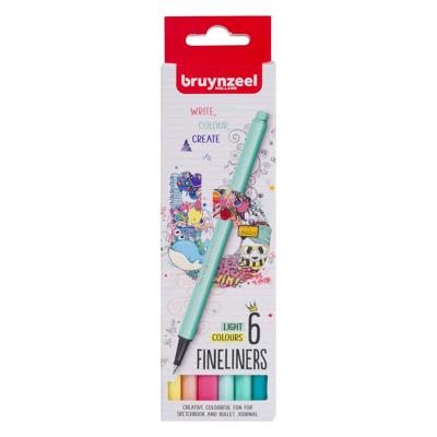 Bruynzeel Fineliner set 6 kleuren licht