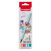 Bruynzeel Fineliner set 6 kleuren licht