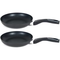 Set van 2x stuks koekenpan - hapjespan - gusto - d26 cm - zwart - aluminium - anti-aanbak laag