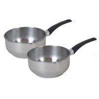 Gerimport Steelpan - 2x - RVS - D16 cm - sauspan/juspan - alle warmtebronnen